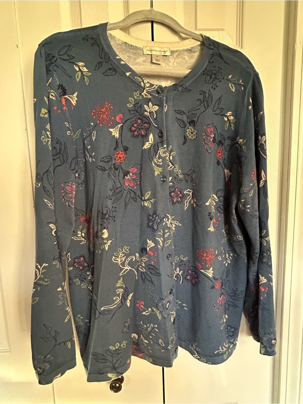Christopher & Banks Dusty Blue Floral sweater